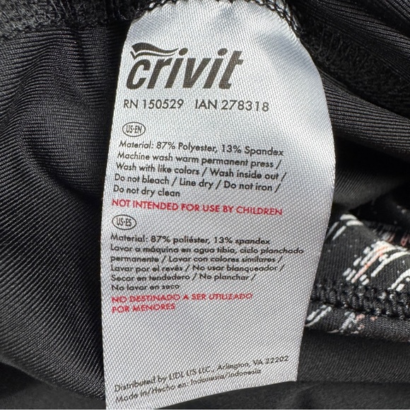 Crivit Leggings Womens L Large Black Straight Leg Athletic Leggings Wide Waist - Picture 5 of 6